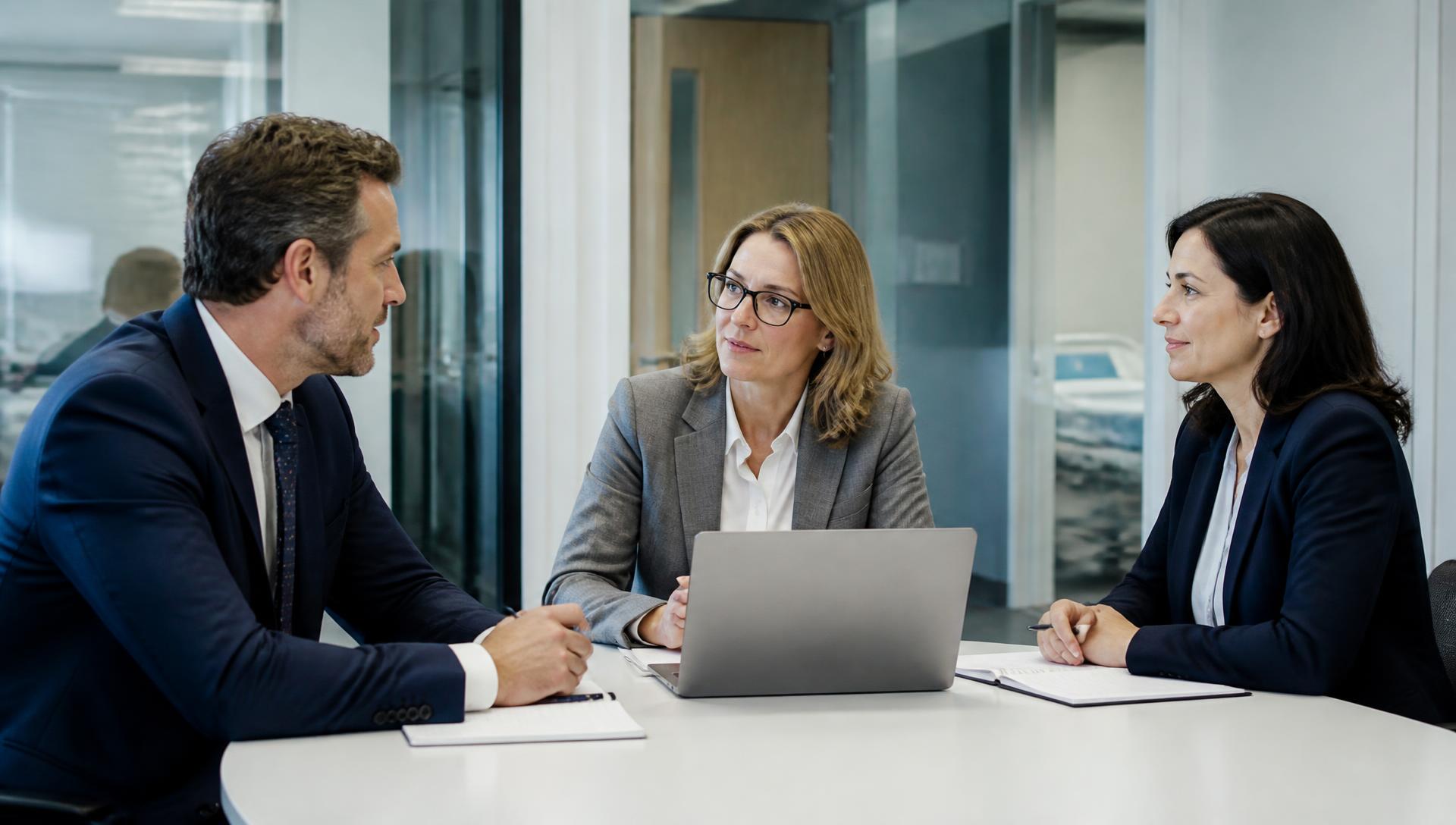 Besprechung der Klinikleitung an einem Konferenztisch